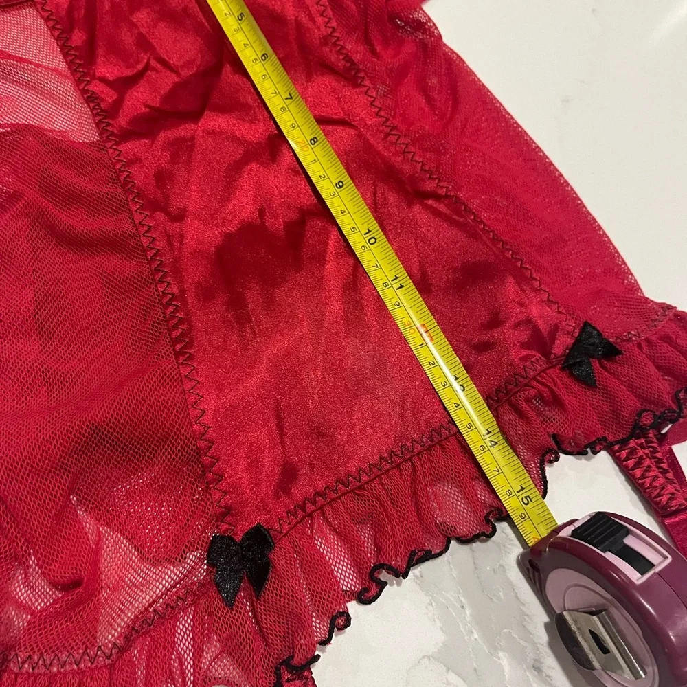 Frederick's of Hollywood Corset Garter Straps Size Small Elegant Red Sexy Sheer - Picture 10 of 14